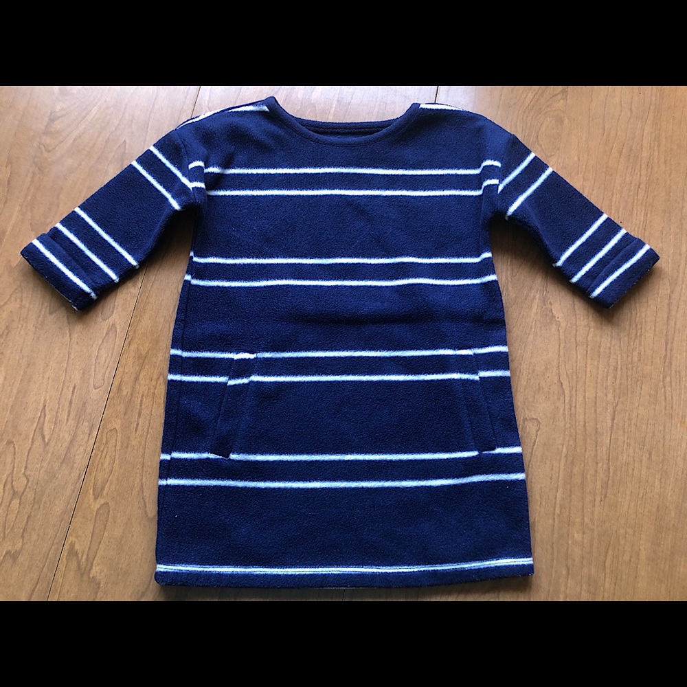 Blue sweater/dress with white stripes